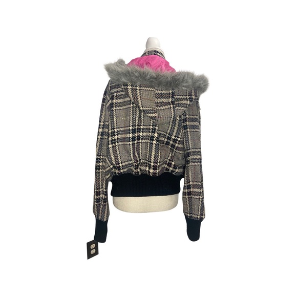 Black plaid tweed bomber jacket - Picture 2 of 3